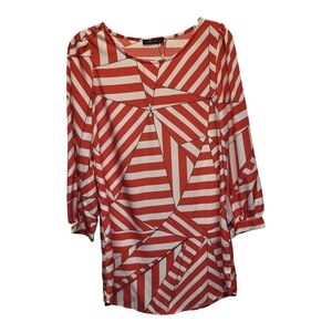 The Vintage Shop Red and White Geometric Shift Dress -Size S